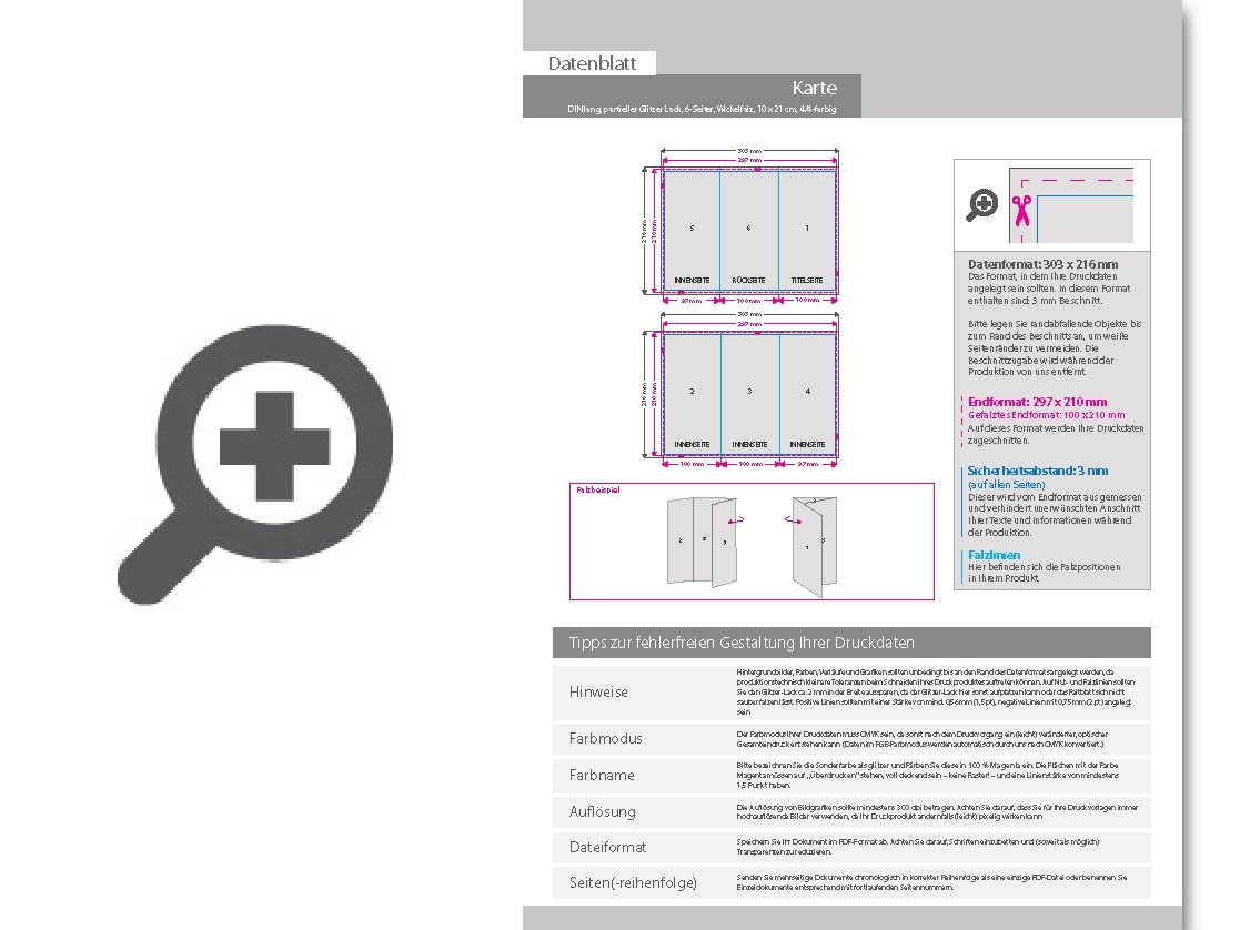 Product Bild hochzeitskarte_din_lang_6-seiter_wickelfalz_4_4_farbig_mit_beidseitig_partieller_glitzer-lackierung