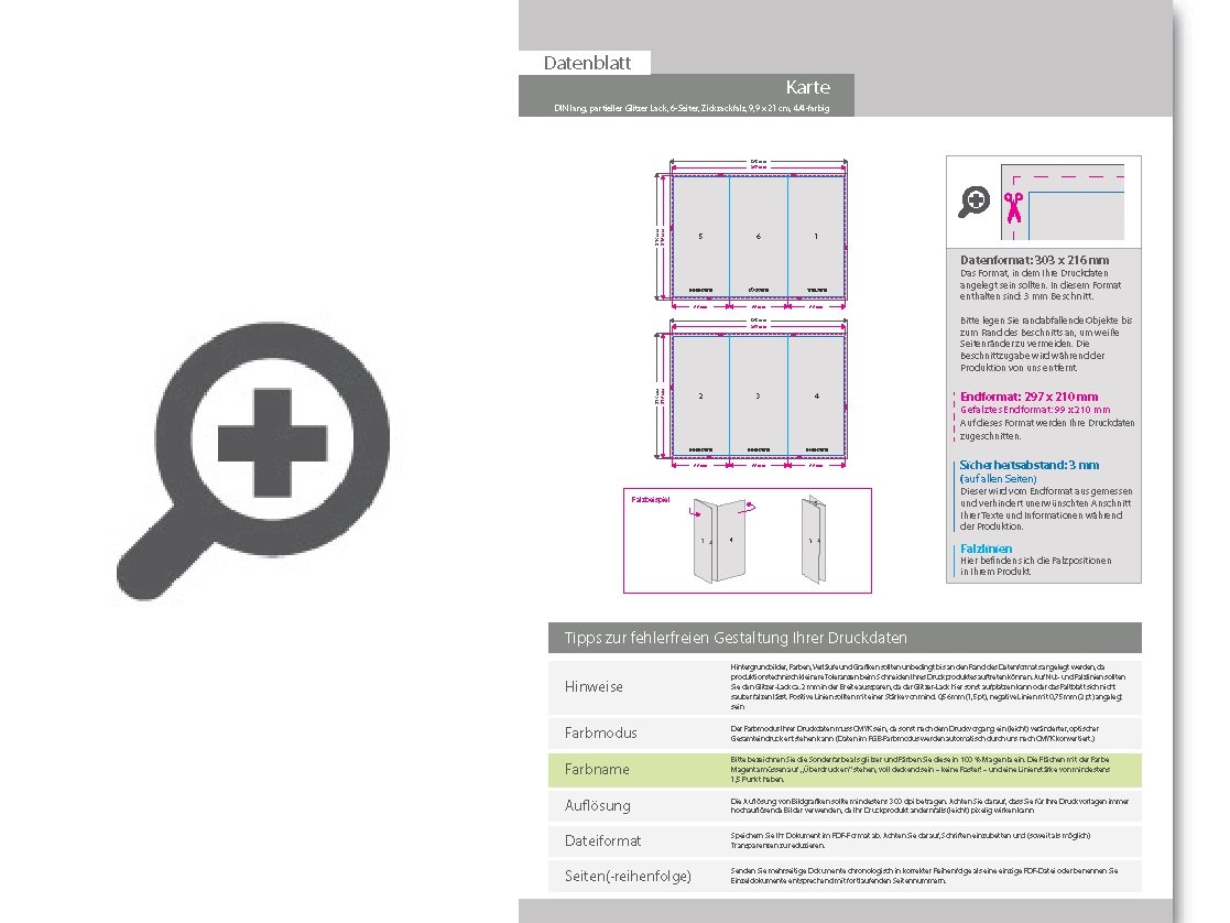 Product Bild hochzeitskarte_din_lang_6-seiter_zickzackfalz_4_4_farbig_mit_beidseitig_partieller_glitzer-lackierung